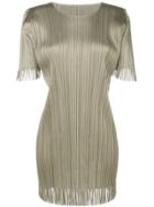 Pleats Please By Issey Miyake Fitted Fringe Emebellished Dress - Green