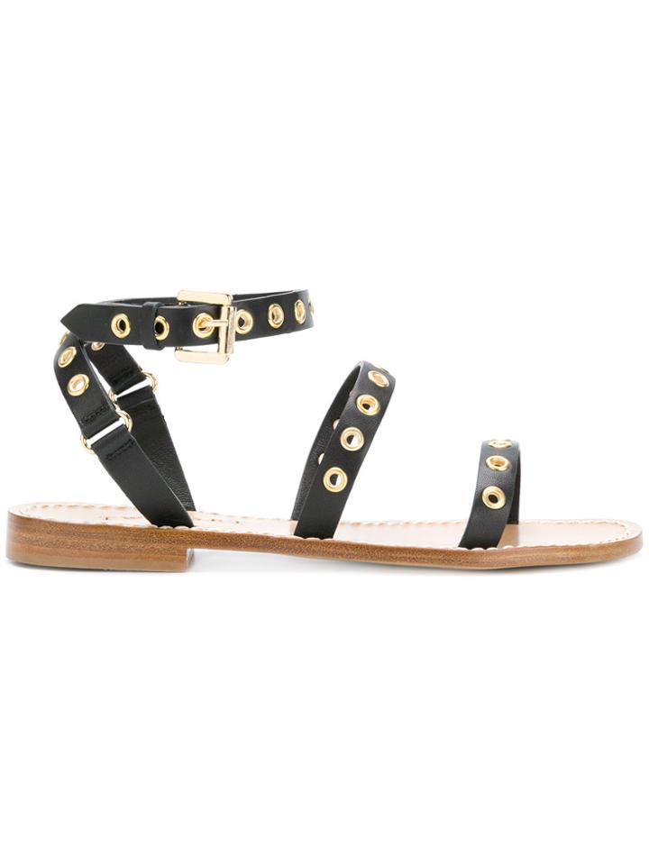 Twin-set Eyelet Detail Sandals - Black