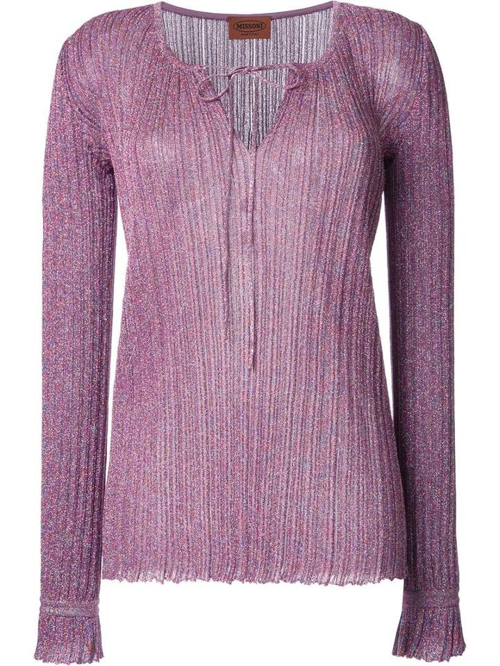 Missoni Tie Neck Blouse, Women's, Size: 40, Pink/purple, Polyester/cupro/viscose