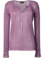 Missoni Tie Neck Blouse, Women's, Size: 40, Pink/purple, Polyester/cupro/viscose