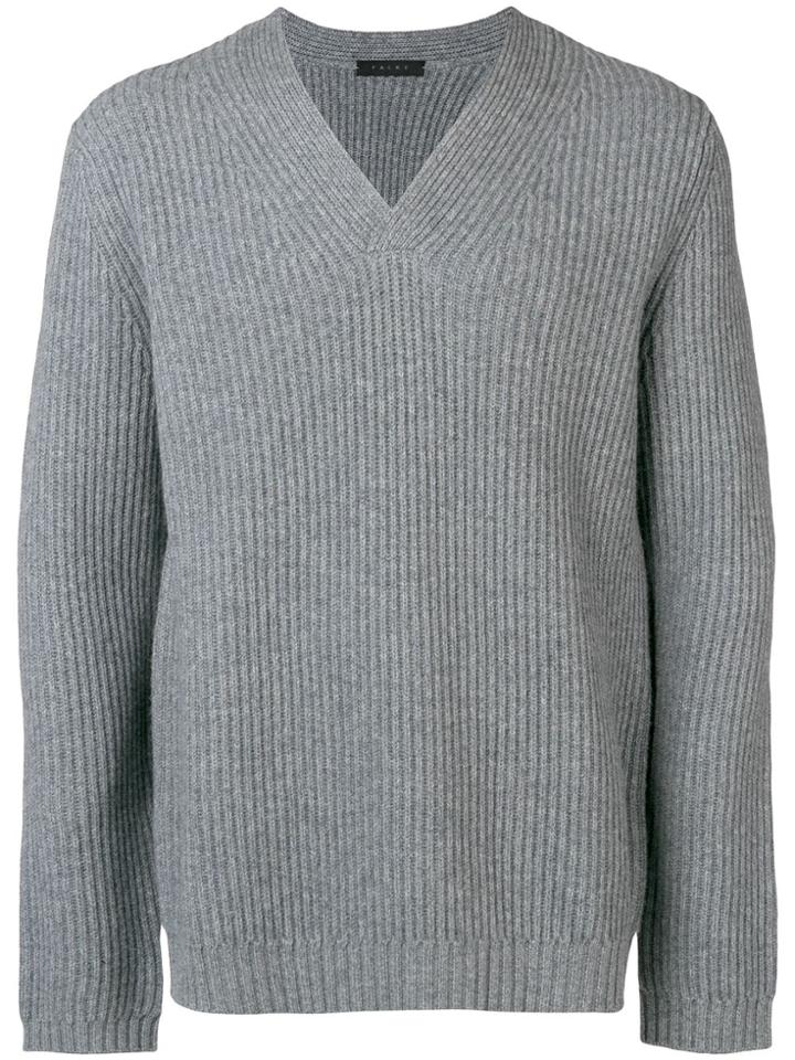 Falke V Neck Knit Sweater - Grey