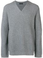 Falke V Neck Knit Sweater - Grey