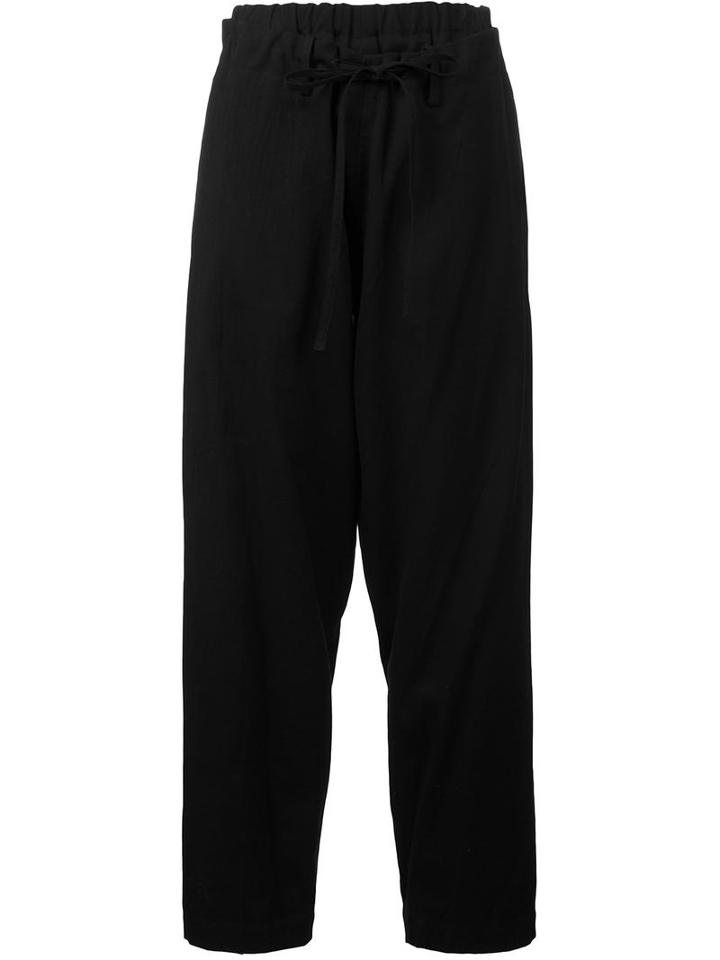 Y's High-waist Layered Trousers, Women's, Size: 1, Black, Cotton/rayon