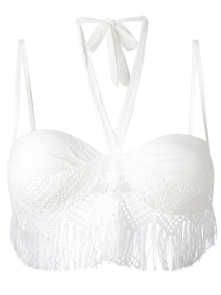 Ermanno Scervino - Fringed Bikini Top - Women - Polyamide/polyester/spandex/elastane - Ii, White, Polyamide/polyester/spandex/elastane