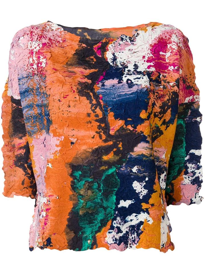Issey Miyake Abstract-print Cloqué Top - Pink