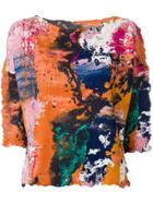 Issey Miyake Abstract-print Cloqué Top - Pink