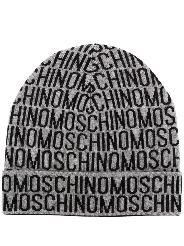 Moschino All Over Logo Beanie - Grey