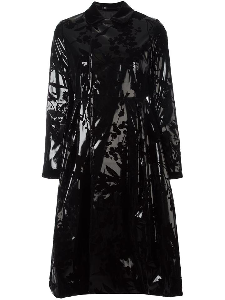 Comme Des Garçons Noir Kei Ninomiya Iridescent Floral Coat, Women's, Size: Medium, Black, Silk/nylon/polyester/polyurethane Resin
