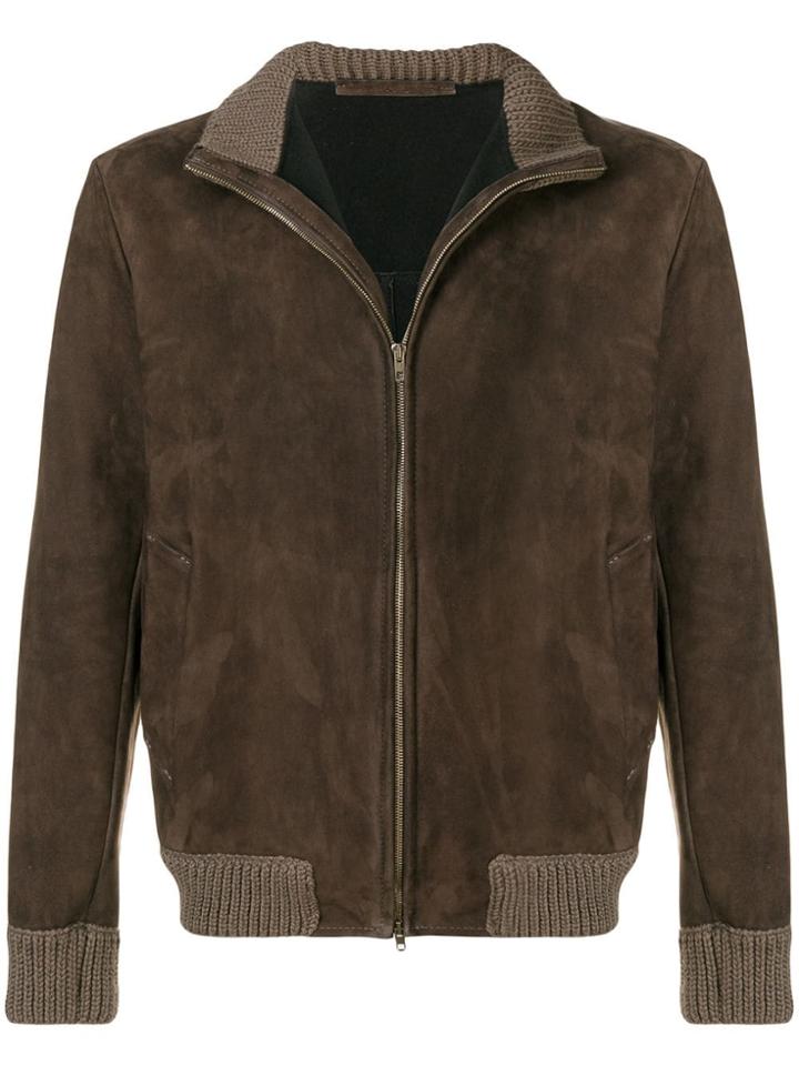 Salvatore Santoro Fitted Suede Jacket - Brown