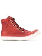A Diciannoveventitre Hi-top Lace-up Sneakers, Men's, Size: 45, Red, Horse Leather/leather/rubber