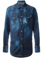 Dsquared2 Distressed Denim Shirt, Size: 50, Blue, Spandex/elastane/cotton