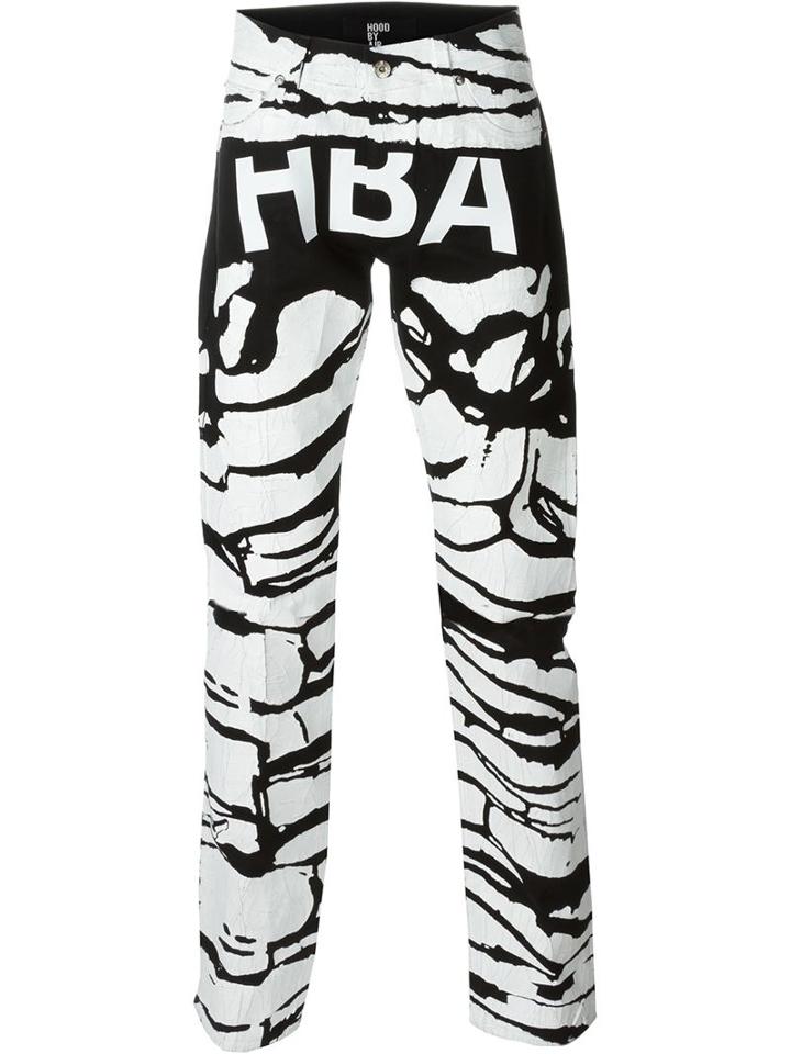 Hood By Air Paint Splatter Logo Jeans, Men's, Size: 33, Black, Cotton