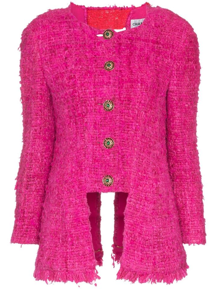 Tiger In The Rain Silk Reworked Single-breasted Blazer - Pink & Purple