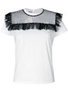 Miu Miu Sequin-embellished Ruffle T-shirt - White