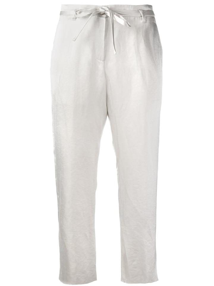 Ann Demeulemeester Blanche Tapered Cropped Trousers, Women's, Size: 40, White, Cotton/linen/flax/rayon/triacetate
