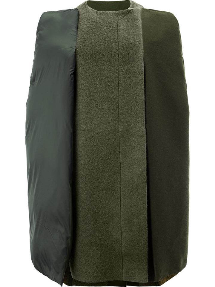 Rick Owens Contrast Material Cape Jacket - Green