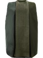 Rick Owens Contrast Material Cape Jacket - Green