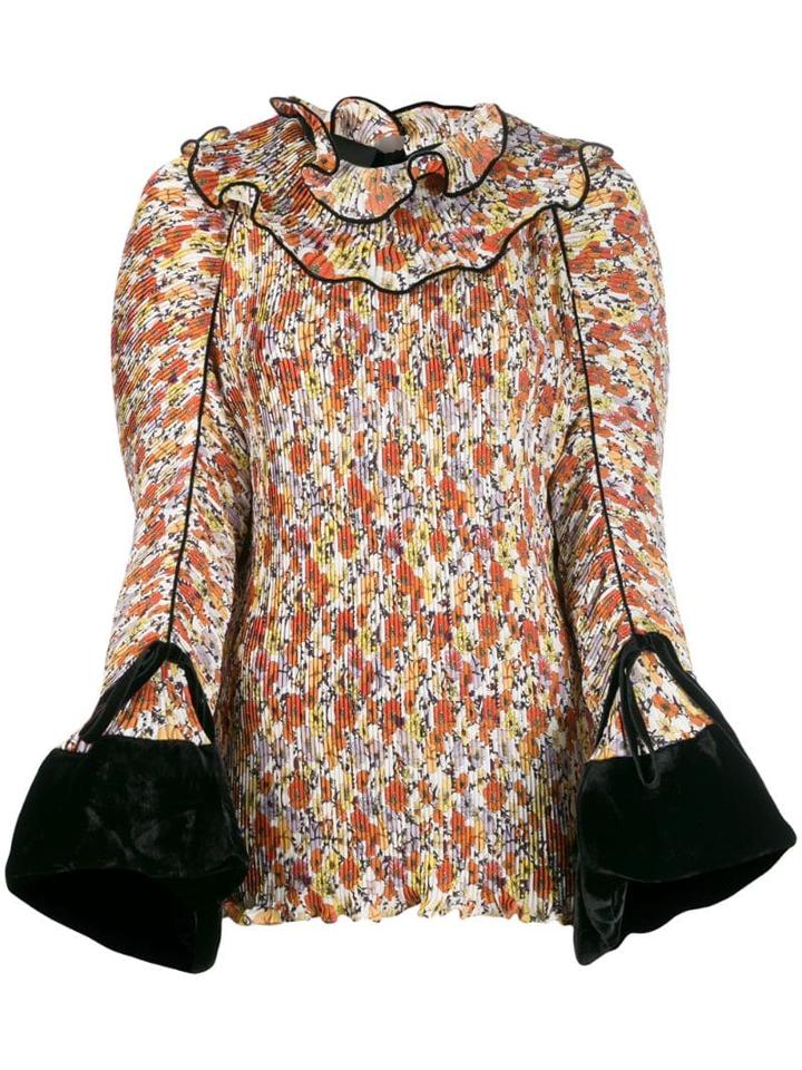 Tory Burch Floral Gathered Blouse - Neutrals