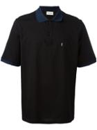 Saint Laurent Block Collar Polo Shirt, Men's, Size: Large, Black, Cotton