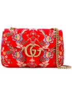 Gucci - 'gg Marmont' Floral-print Shoulder Bag - Women - Silk - One Size, Red, Silk