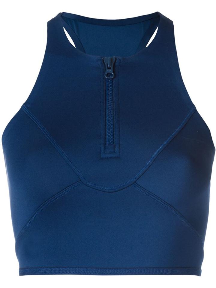 Adidas By Stella Mccartney Zipped Swim Tankini, Women's, Size: Xs, Blue, Polyester/spandex/elastane