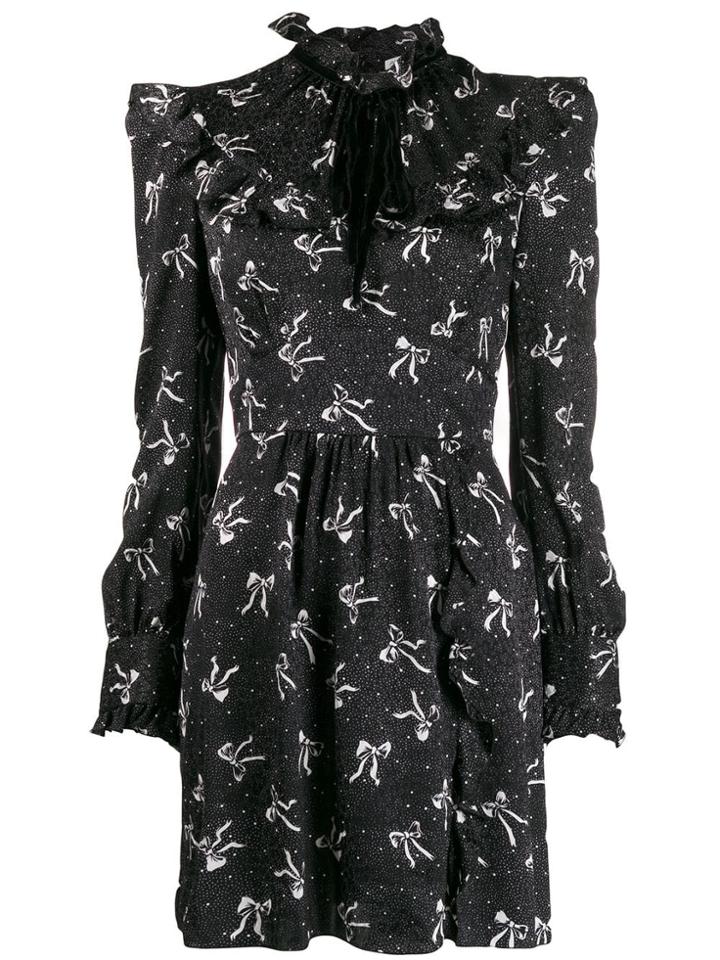 Alessandra Rich Bow Print Dress - Black