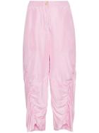 By Walid Silk High Waisted Ruched Trousers - Pink