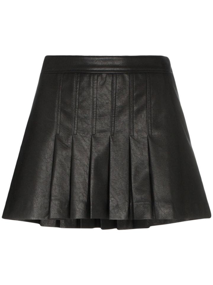 We11done Pleated Faux Leather Mini Skirt - Black