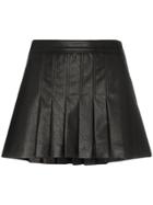 We11done Pleated Faux Leather Mini Skirt - Black
