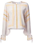 Derek Lam 10 Crosby - Printed Flared Cuff Top - Women - Silk - 4, Yellow/orange, Silk