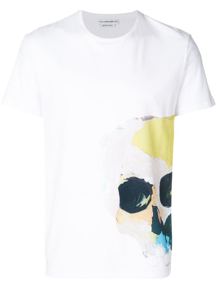 Alexander Mcqueen Painted Skull T-shirt - White