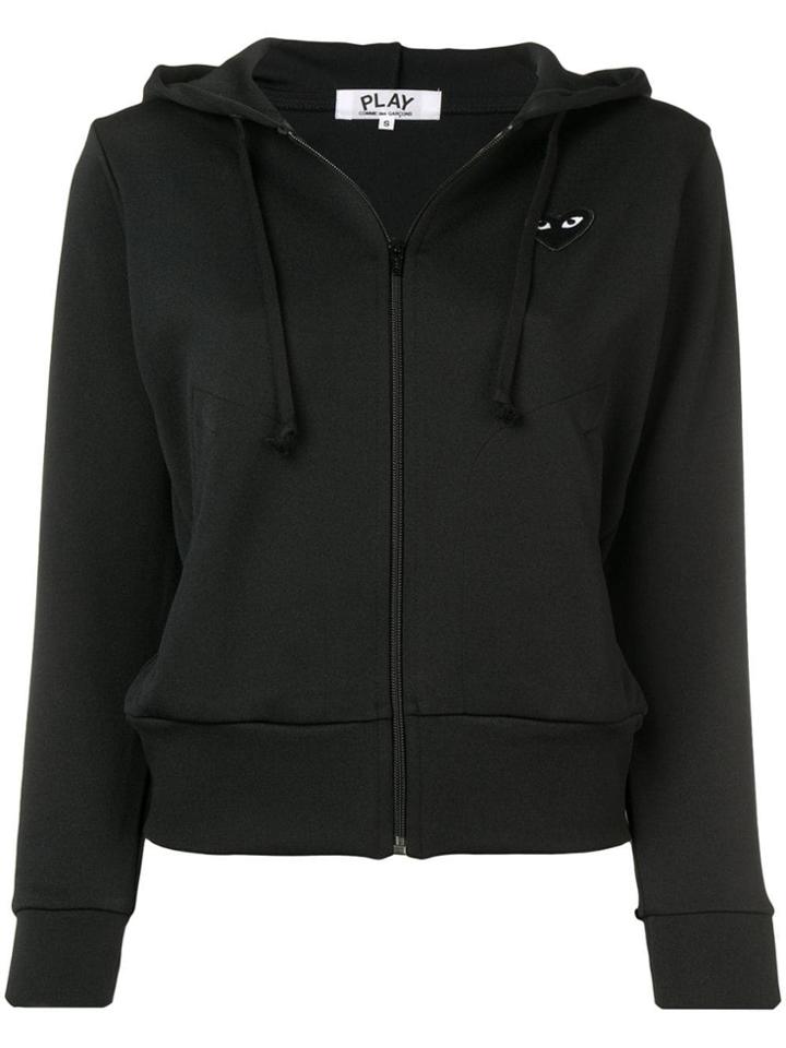 Comme Des Garçons Play Logo Print Zipped Hoodie - Black