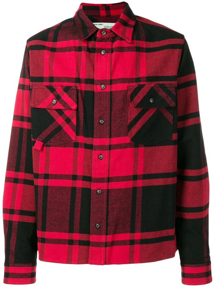 Off-white Stencil Plaid Flannel Shirt - Red