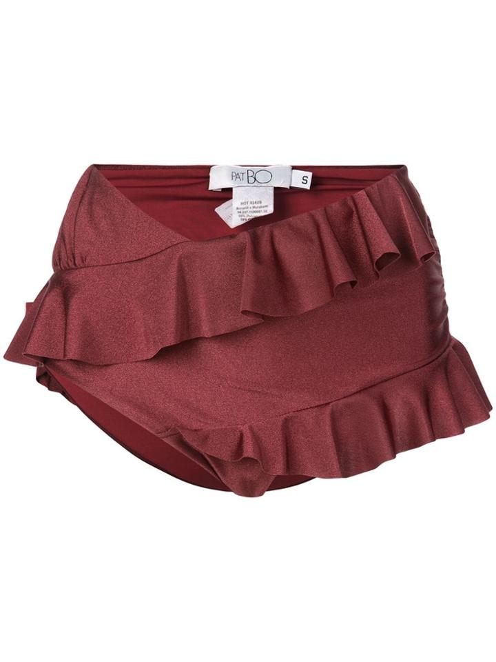 Patbo Solid Ruched Bikini Bottom - Purple