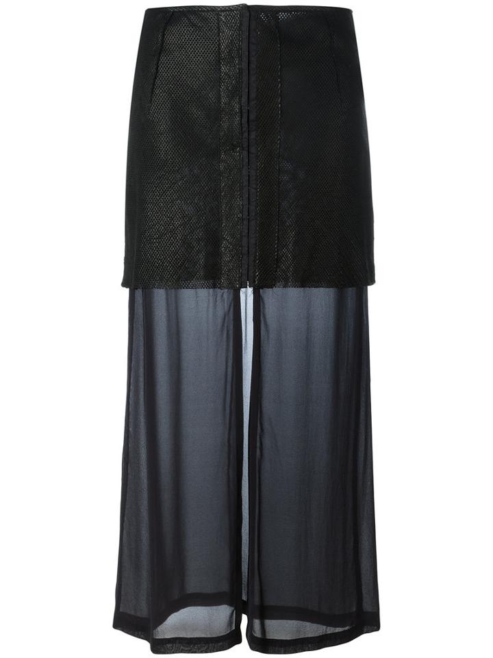 Lost & Found Ria Dunn Perforated Layer Skirt, Women's, Size: Medium, Black, Lamb Skin/cotton/spandex/elastane