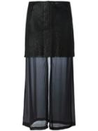 Lost & Found Ria Dunn Perforated Layer Skirt, Women's, Size: Medium, Black, Lamb Skin/cotton/spandex/elastane