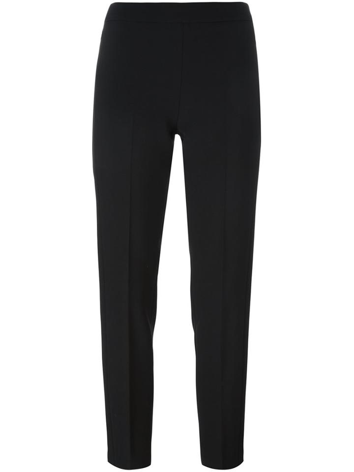 Blumarine Pleated Slim Fit Trousers, Women's, Size: 40, Black, Acetate/viscose/polyester/spandex/elastane