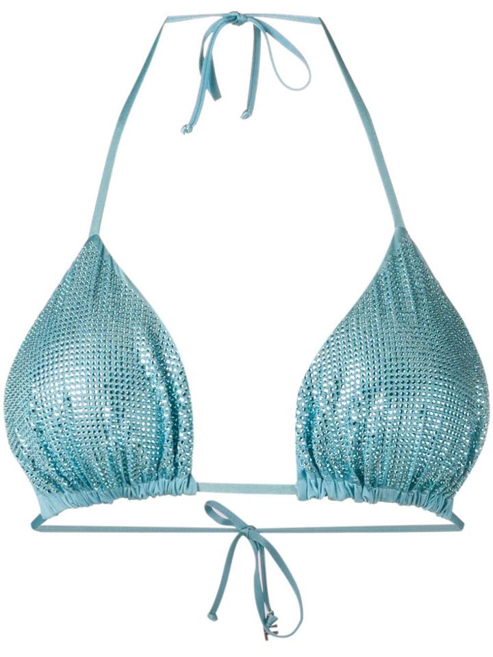 Fisico Embellished Triangle Bikini Top - Blue