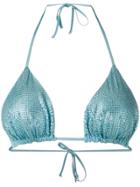 Fisico Embellished Triangle Bikini Top - Blue