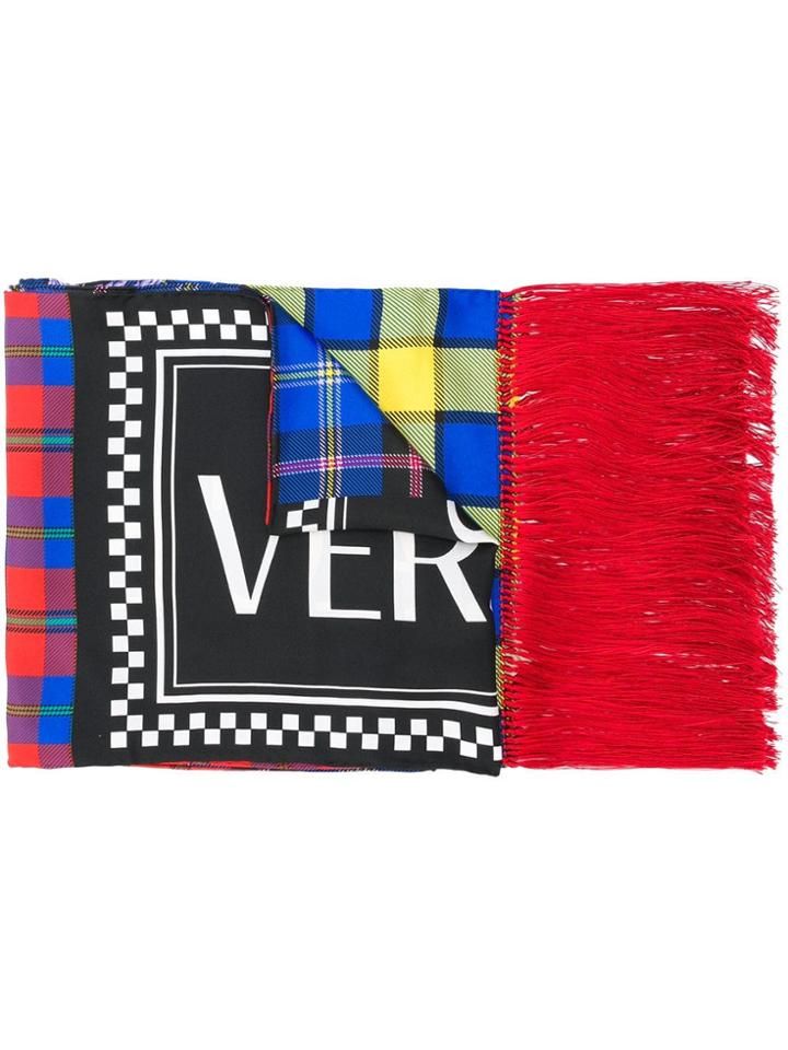 Versace Tartan Vintage Logo Scarf - Blue