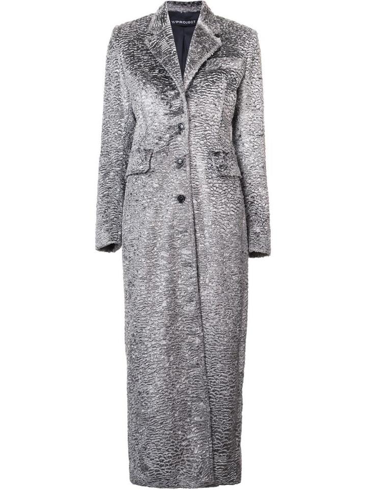 Y / Project Textured Single Breasted Coat, Women's, Size: 40, Grey, Cotton/acetate/polyester