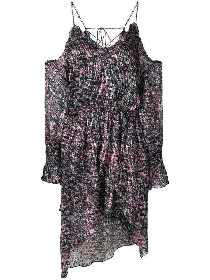 Iro Patterned Cold Shoulder Dress - Black