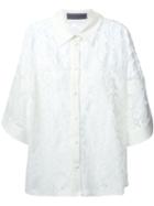 Emanuel Ungaro Pleat Appliqué Panel Crochet Shirt, Women's, Size: 40, White, Cotton/other Fibres