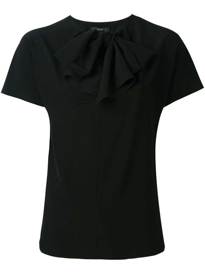 Etro Tie Round Neck Blouse, Women's, Size: 42, Black, Silk