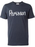 Maison Kitsuné Parisien Print T-shirt, Men's, Size: L, Blue, Cotton