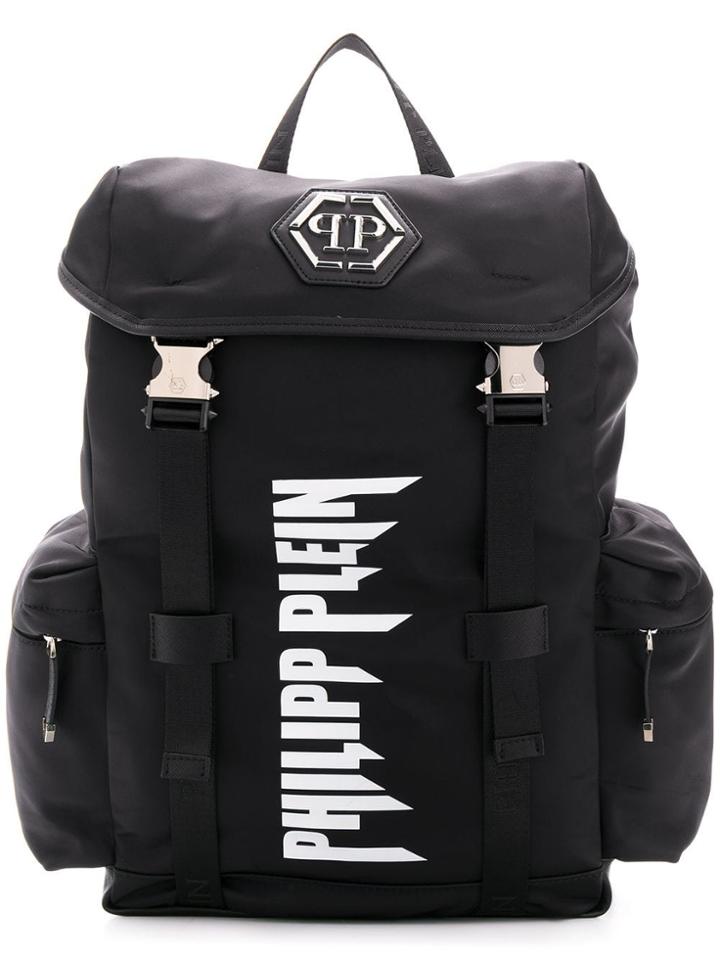 Philipp Plein Logo Print Backpack - Black