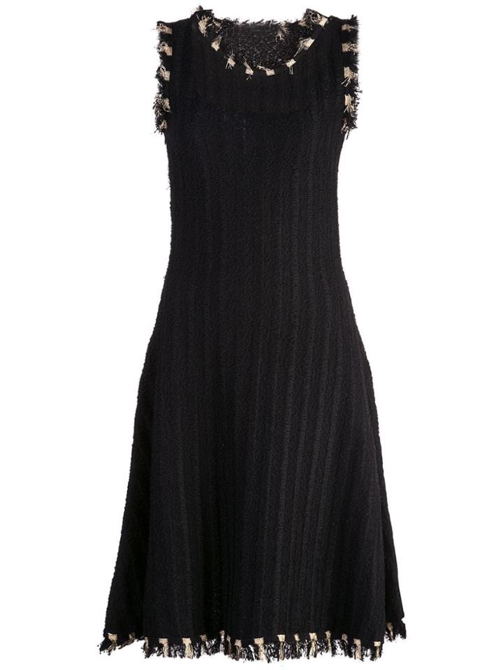 Oscar De La Renta Frayed Edges Dress - Black