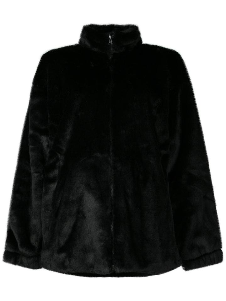 Adidas Logo Faux-fur Jacket - Black