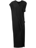 Poiret Draped V-neck Dress - Black