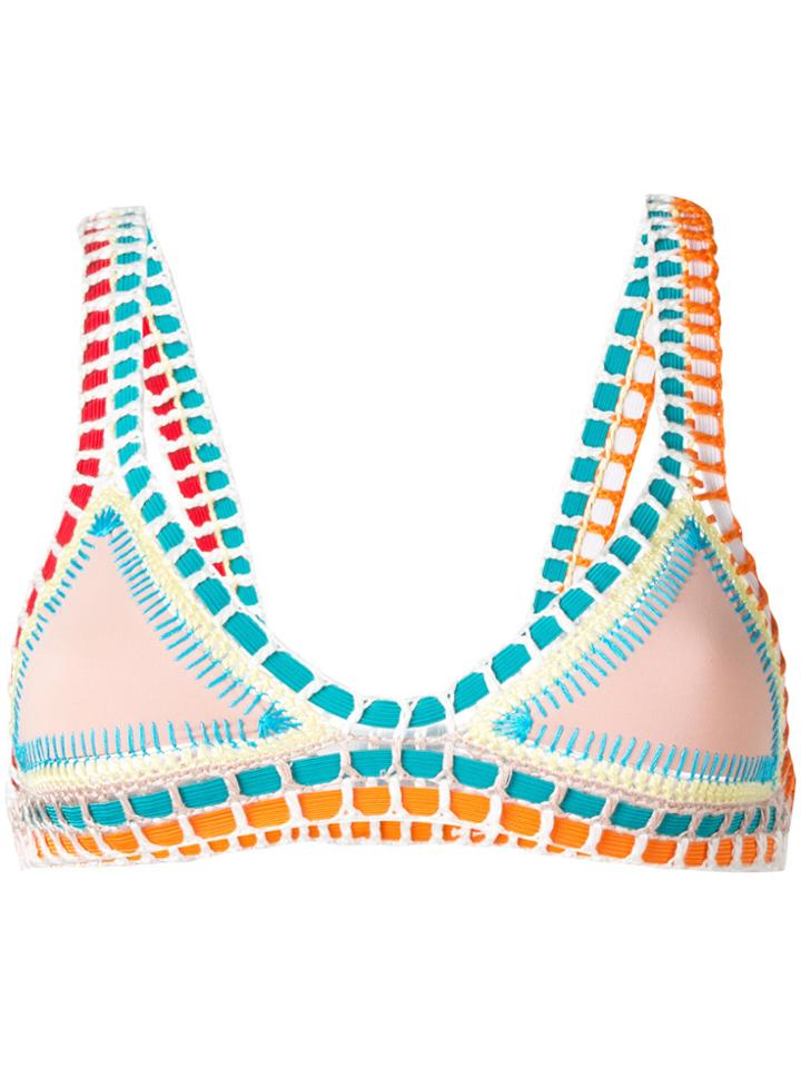 Kiini Embroidered Luna Bikini Top - Multicolour